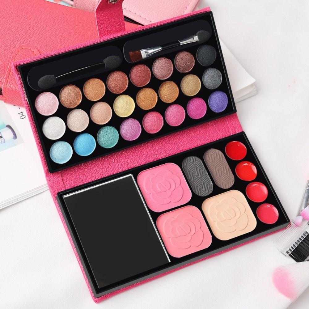 

33 Colors Cosmetics Palette Bag with Mirror Brush Makeup Dispensing Box For Girls рожевий