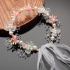 Floral Headband, Wreath Hairband with Pearls, Hair Hoop for Women and Girls