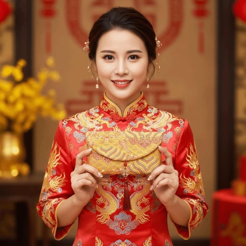 Traditional Wedding Hongbao Tassel Lucky Money Packet God of Wealth Red Pocket Gifts Packing Bags
