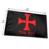 2D Vlajka na dveře 2D Vlajka na dveře, Vlajky templářů Deus Vult 3x5 stop Venkovní zahradní vlajky pro domácí dekoraci Jednostranný vnitřní banner 90 cm * 150 cm