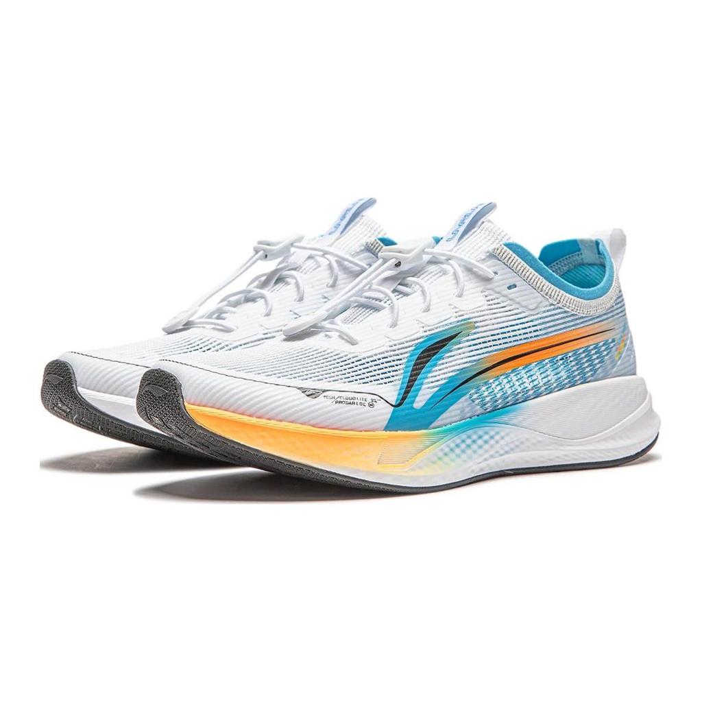 Li Ning Fashionable Versatile Double Layer Fabric Youth Running Shoes Kids Sneakers White Blue YKFU014-5
