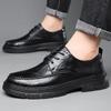 Fashion Spring Autumn Leather Platform Loafers for Men Designer Soft-soled Casual Men Leather Shoes Male Black Business Men's Dress Shoe