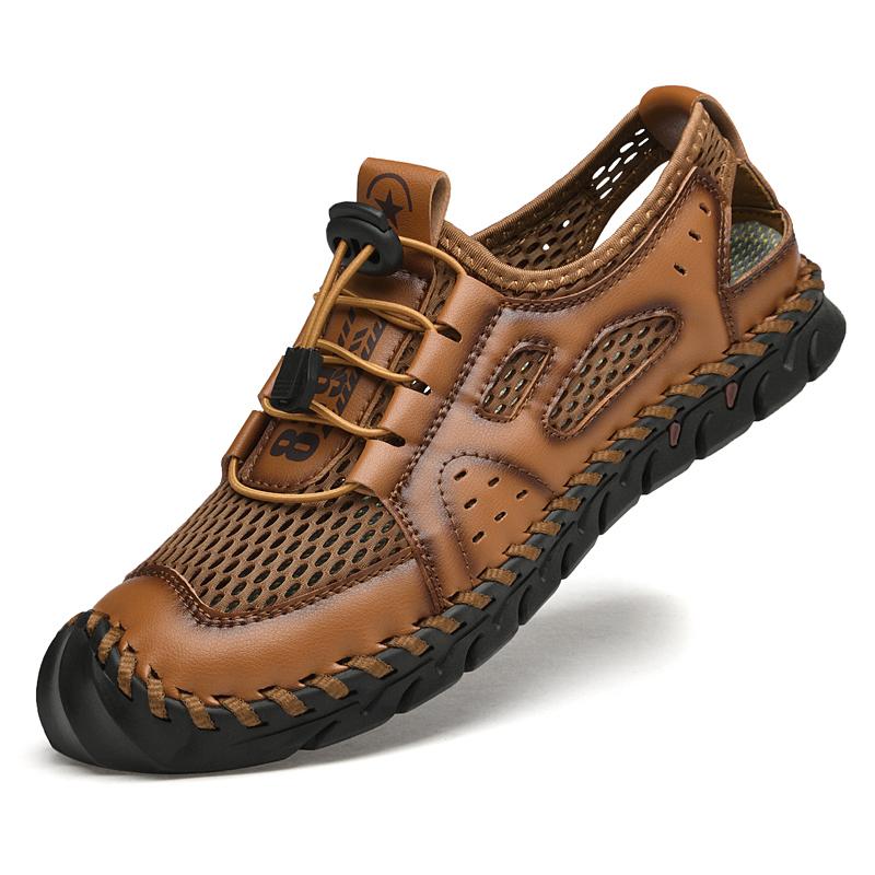 Summer Men's Casual Leather Sandals Breathable Outdoor Water Beach Shoes Man Sports Sandals Platform Hiking Wading Sneakers Roman Shoes