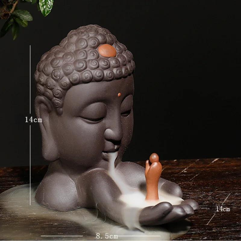 1pc Ceramics Waterfall Incense Burner, Backflow Incense Burner, Buddha Statue Burner Holder, Home Decor, Room Decor,Zen Decor