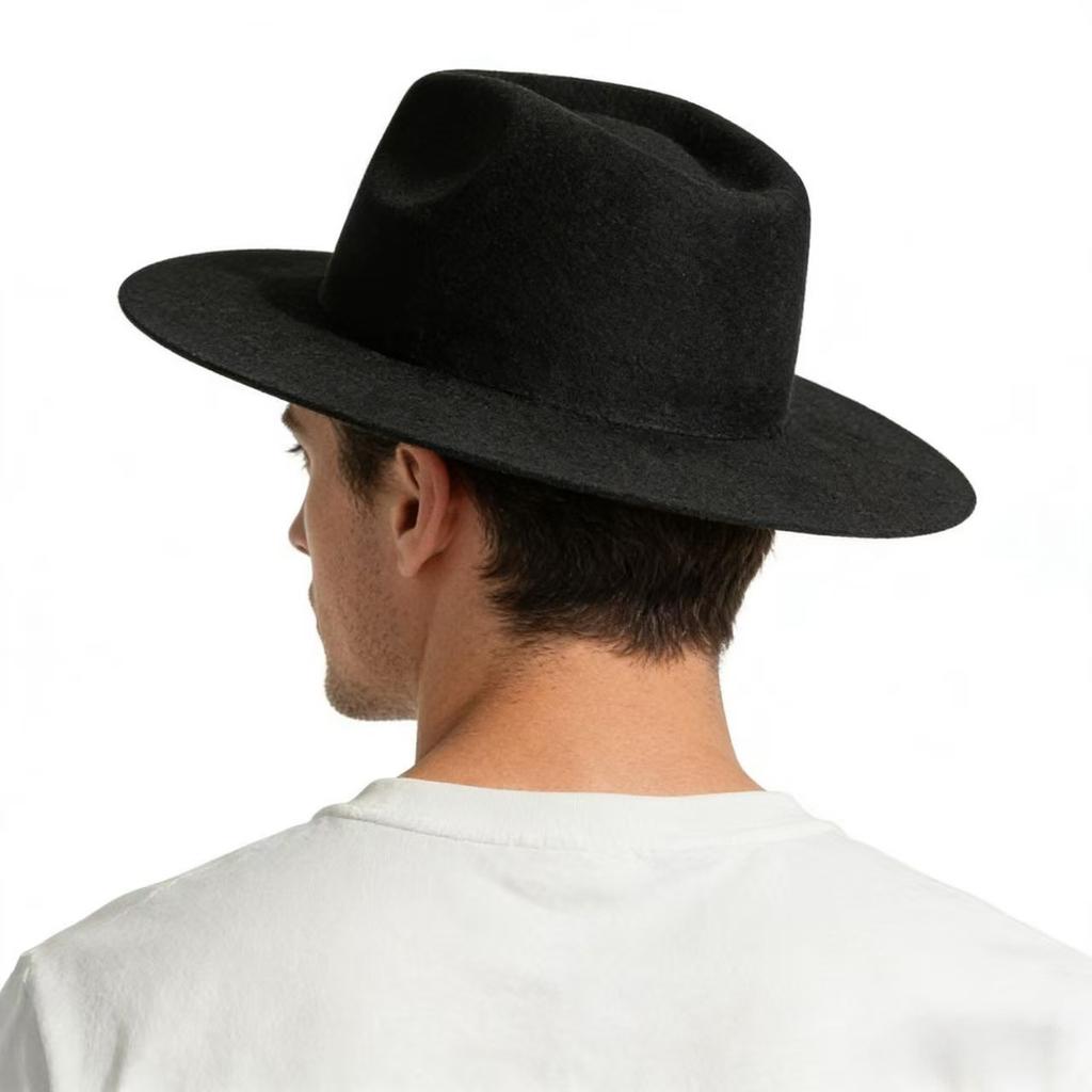 Men's Large Size 100% Wool Fedoras Hat Women Vintage Western Jazz Cowboy Hat Autumn Winter Big Head Wide Brim Felt Hat 56-62cm