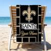 Custom Name Beach Towel Orleans Saints Logo Beach Towel, Soft Microfiber, Gift for Her/Him, Birthday, for Pool, Beach, Travel, Fan gifts