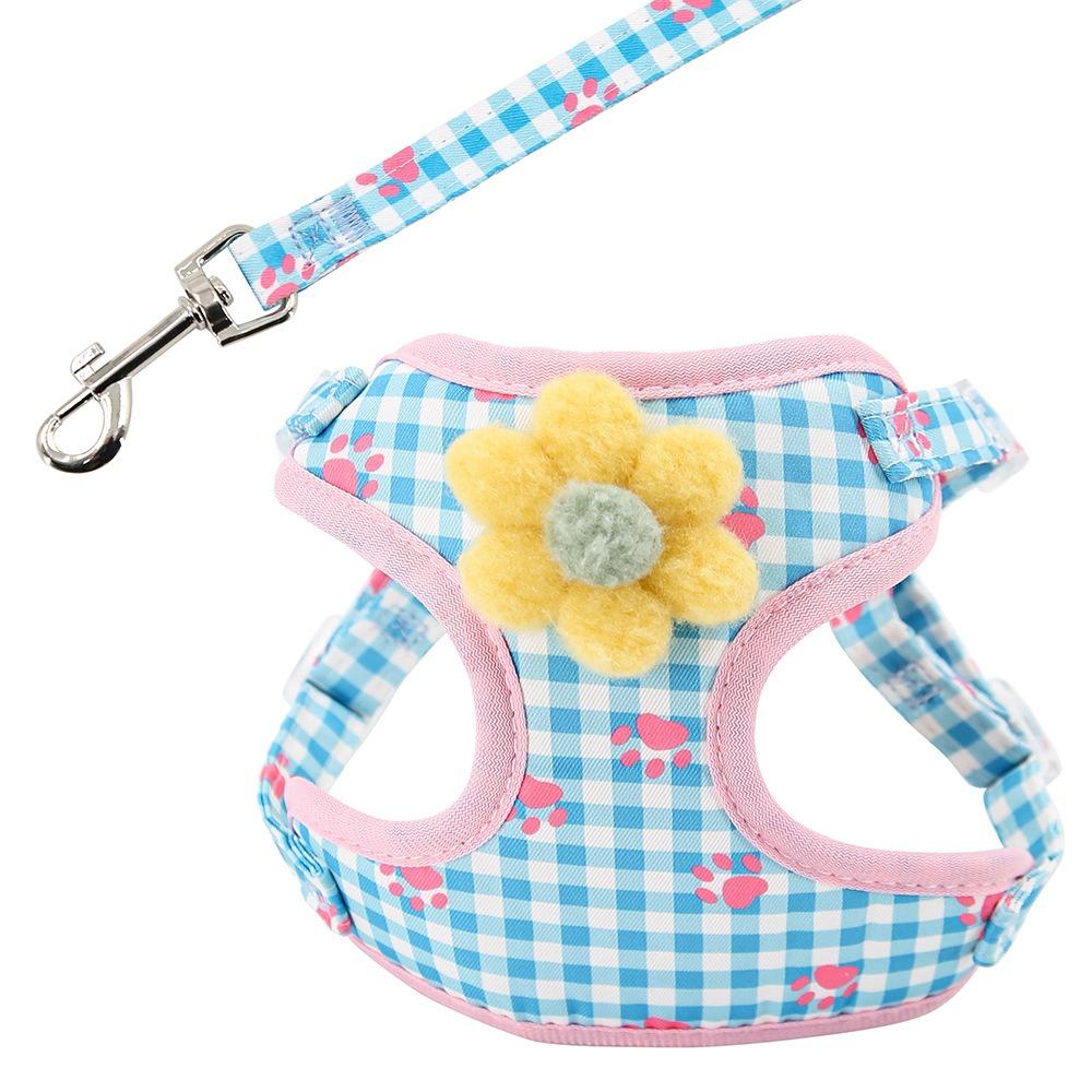 Soft Mesh Cat Traction Rope Breathable No-Pull Dog Harness Leash Dog Chest Strap Puppies Kittens L