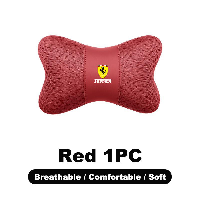1pcs Car Leather Headrest Seat Lumbar Pillow Auto Accessories For Ferrari F430 Stradale Roma 488 Spider SF90 LaFerrari Portofino MQ6