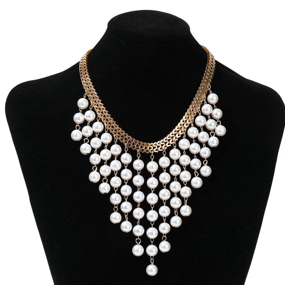 Sweater Chain Clavicle Chain Women Adjustable Imitation  Pearl Necklace  Gifts