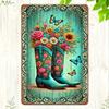 Vintage Cowboy Boots Metal Wall Art 8x12 Inch Rustic Home Decor Tin Sign