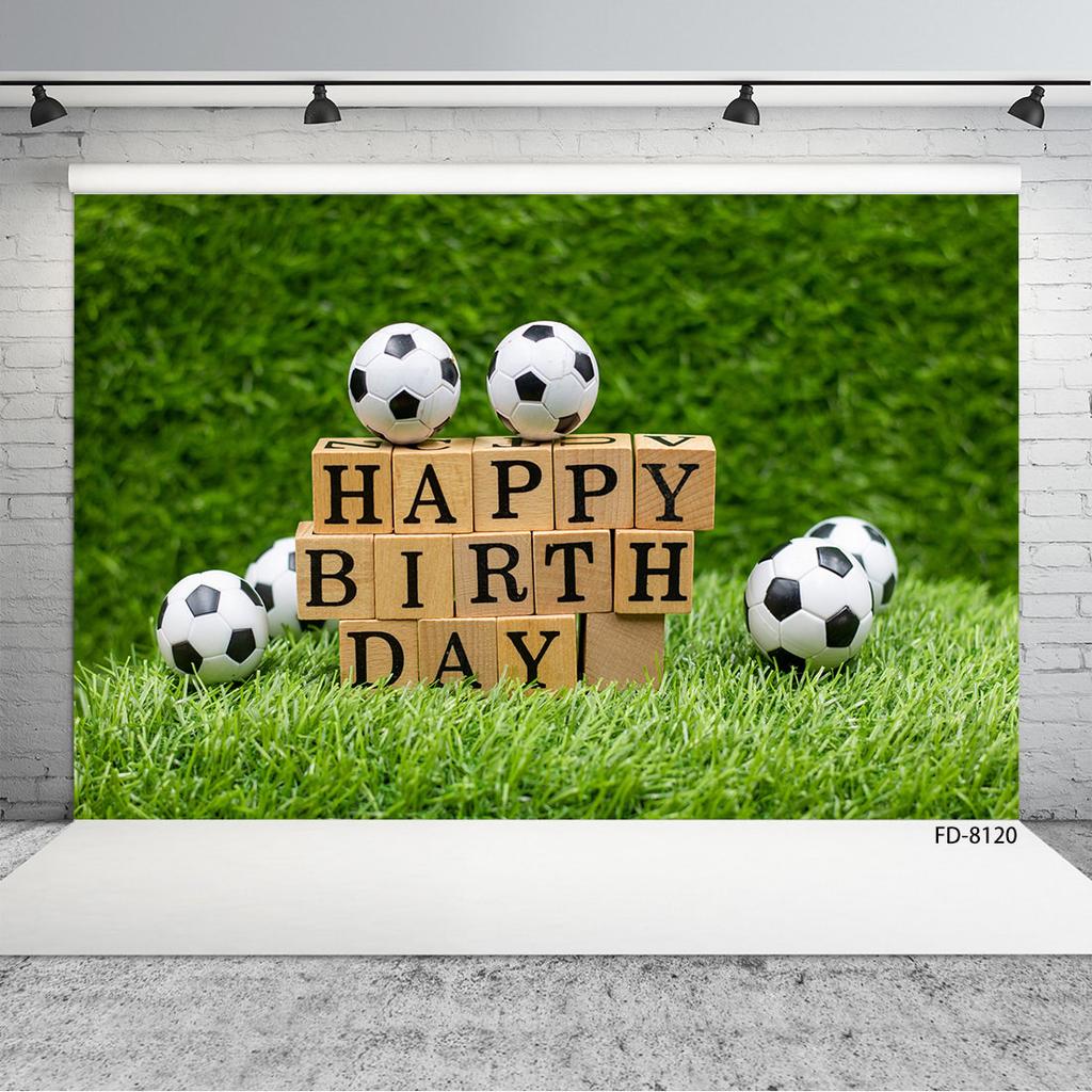 Football Theme Birthday Backdrop Photocall Green Grass Boy Baby Children Family Background Photography Photo Studio Photozone