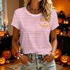Women's Casual Short Sleeve T-Shirt with Halloween Print