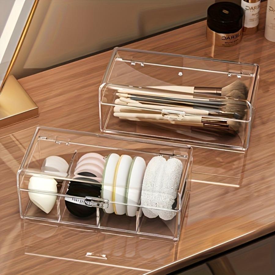 Acrylic Makeup Organizer | Dustproof, Portable, No Electricity Needed, Suitable for Lipsticks, Eyeshadows, Brushes, Visible Compartments