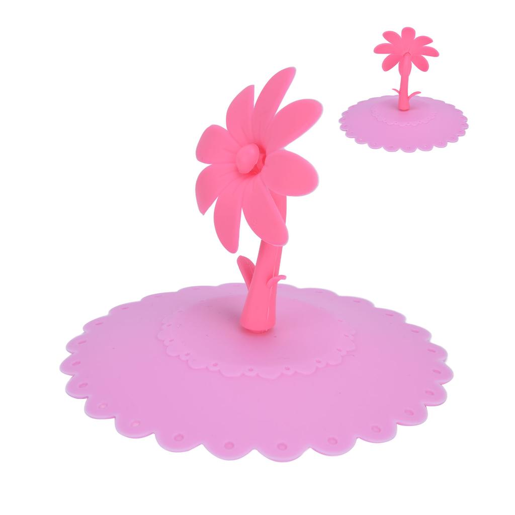 Silicone Lid Dustproof Hot and Cold Beverage Cup Cover with Flower Shape Handle for Kitchen Home