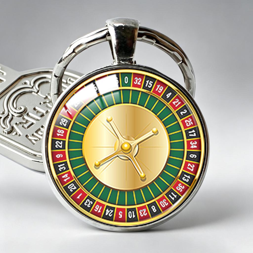Roulette Wheel Embossed Keychain: Trendy Time Gem & Creative Metal Pendant Accessory