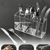 1 szt. Taca organizer na sztućce z 3 przegródkami, Przezroczysty plastikowy pojemnik na sztućce do widelców, łyżek i noży, Odpowiedni na imprezę