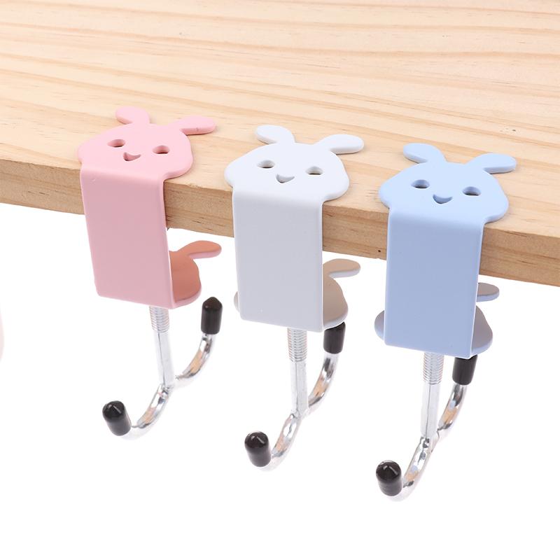 Cute Rabbit Desk Bag Hook Table Side Hanging Hook Adjustable Storage Hooks Headphone Backpack Desk Hanger Punch-Free