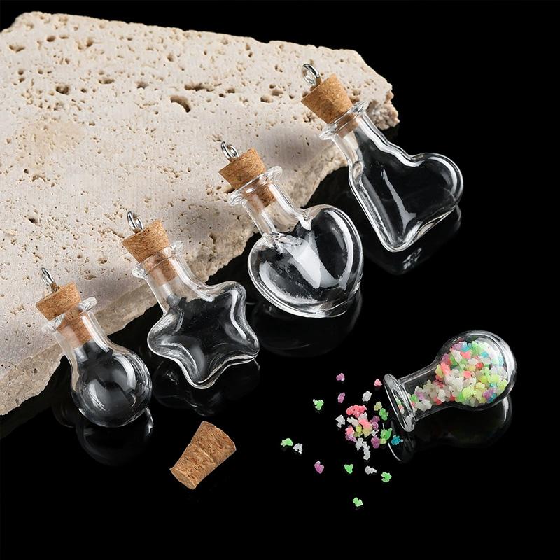 1 Stück Wunschflasche Transparent Schlüsselanhänger Anhänger Mini Glasflasche Herzförmiger Schlüsselanhänger Engels-Schlüsselanhänger