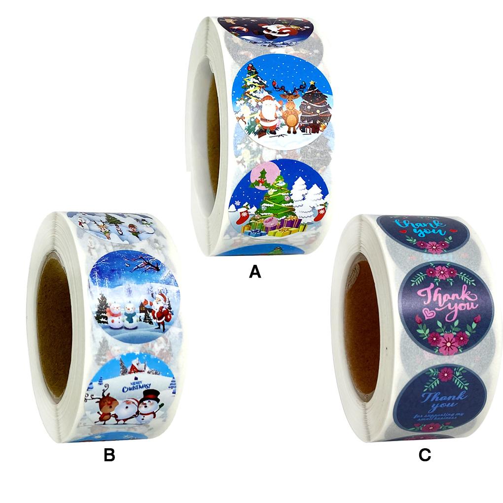 500 szt./rolka Świąteczna Naklejka Uszczelniająca do Torebek na Cukierki Etykieta na Torebkę z Prezentem Dekoracyjne Naklejki na Pudełko z Upominkami