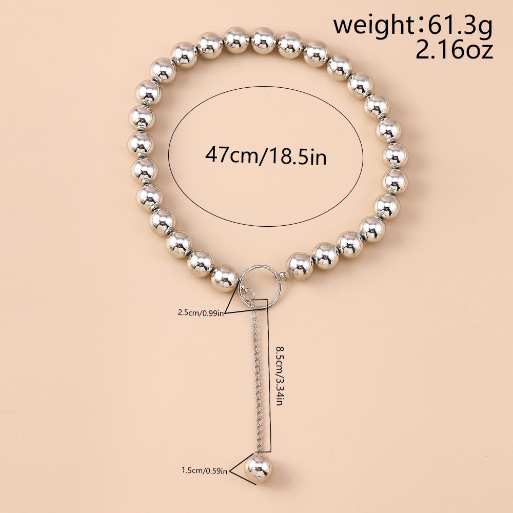 Fashion Silver Ball Beads Necklaces for Women Girls Handmade Beaded Choker Necklace Hip Hop Punk Jewelry Gifts