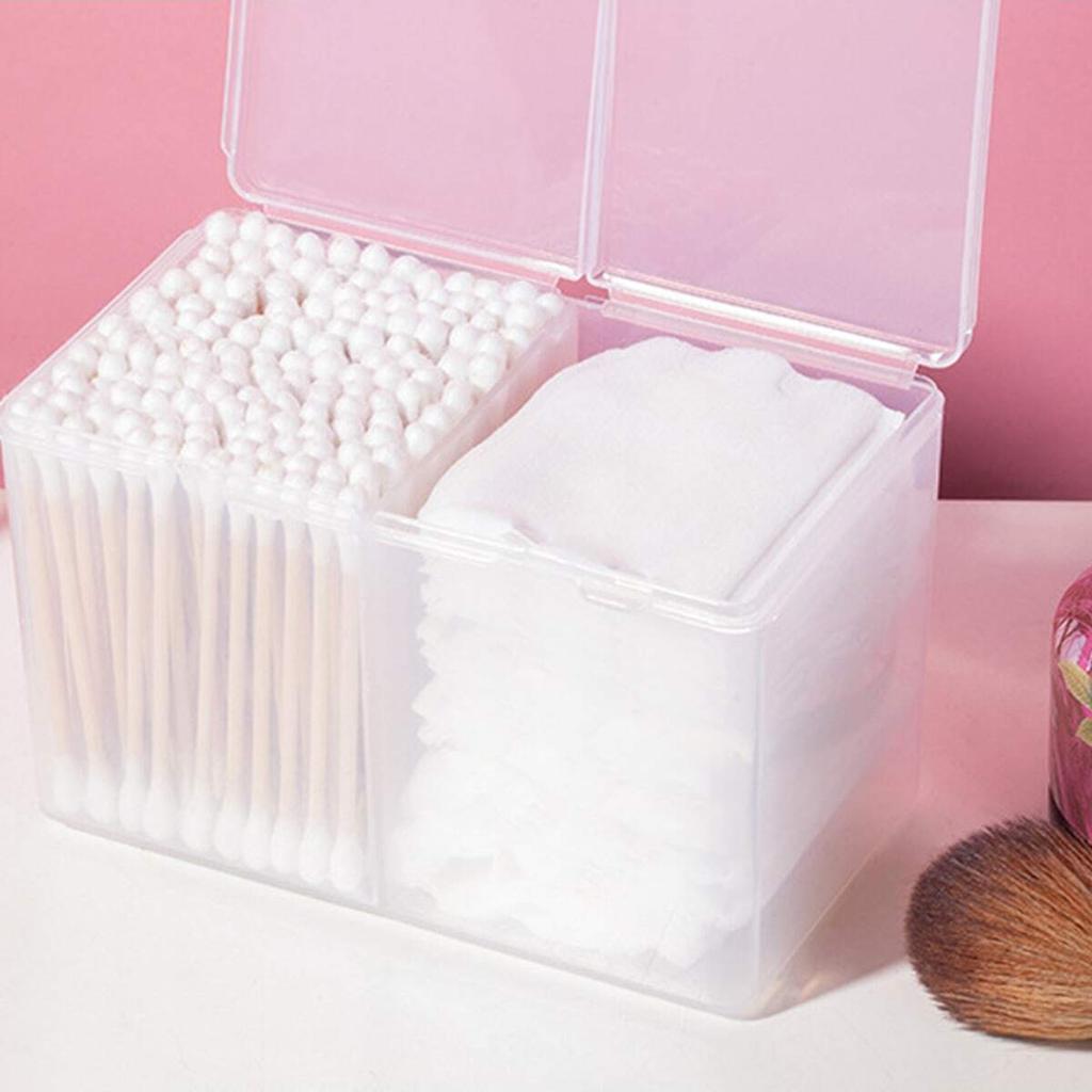 1pc-Nail Towel Storage Box Cotton Pad Storage Box Independent Double Grid Nail Wash Towel Storage Tube Cotton Swab Storage Box