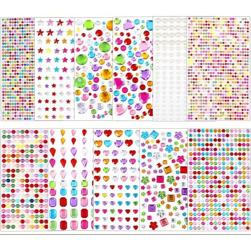 Colorful Acrylic Gem Stickers for Kids - Creative DIY Pearl and Diamond Designs