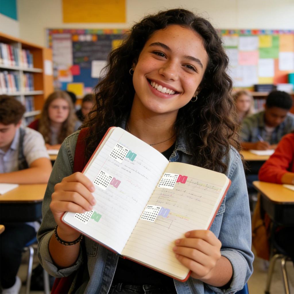 2pcs 2026 Monthly Planner Stickers Colorful Calendar Tabs Student Teacher Office Supplies Sticky Labels for Agenda Planning