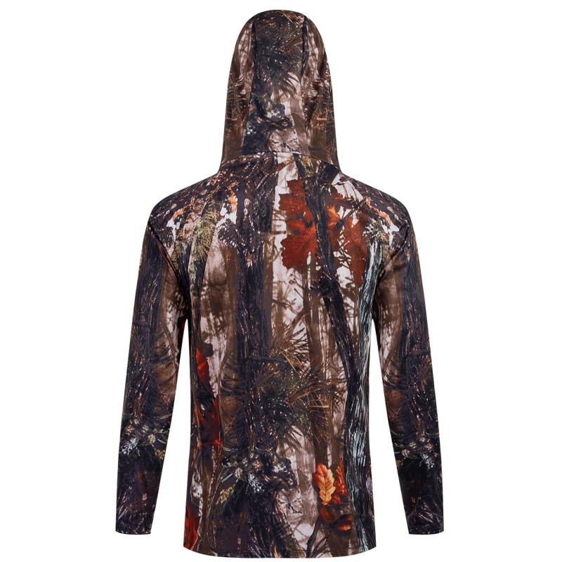 Mens UPF 50 Long Sleeve Sun Protection Fishing Shirt With Hood Face Cover Quick Dry Breathable Mesh Outdoor Performance