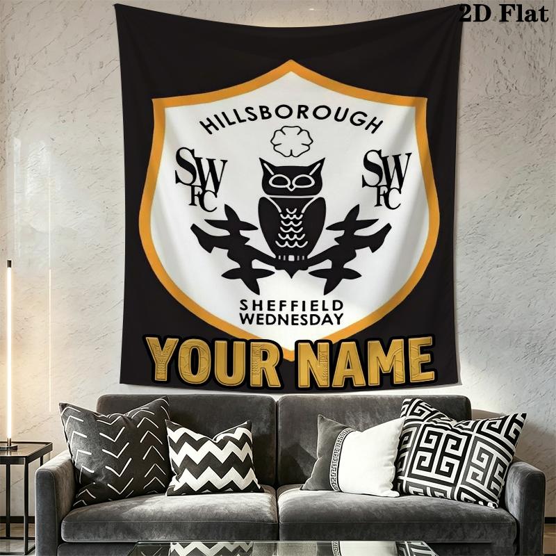 Custom Name Sheffield Wednesday Wall Tapestry Aesthetic Wall Hanging Printed Fabric Blanket Decorative Tapestries for Bedroom Living Room Home Decor