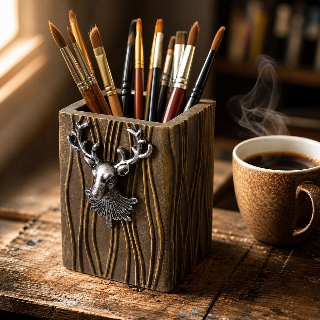 Retro Deer Pen Holder for Desk - Multifunctional , Decoration, Stylish Gift