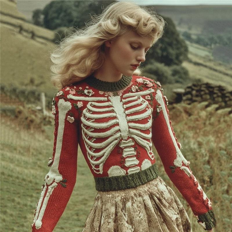 Women Crew Neck Loose Pullover Halloween 3D Digital Print Long Sleeve Casual Sweatshirt