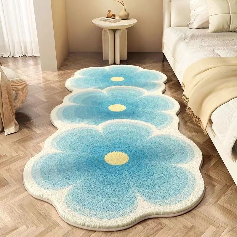 Simple Flower Bedroom Bedside Blanket Cloakroom Long Carpet Cute Comfortable Soft Imitation Cashmere Carpet
