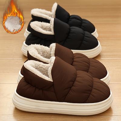 Fashion Winter Indoor Men Slippers Warm Platform Flats Boots Home Cotton Shoes Waterproof Non Slip Shoes Warm Thick Plush Women Slides