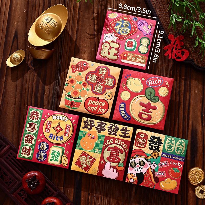 Chinese New Year Red Pockets Red Envelopes Gifts Lunar New Year Party Favors Chinese Spring Festival Red Pocket Money Paper Bag