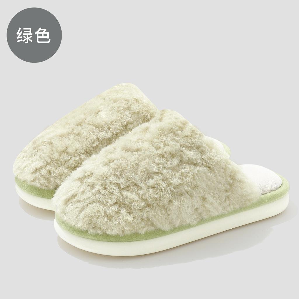 Household cotton slippers winter couple plush plush warm non-slip bedroom floor plush slippers winter