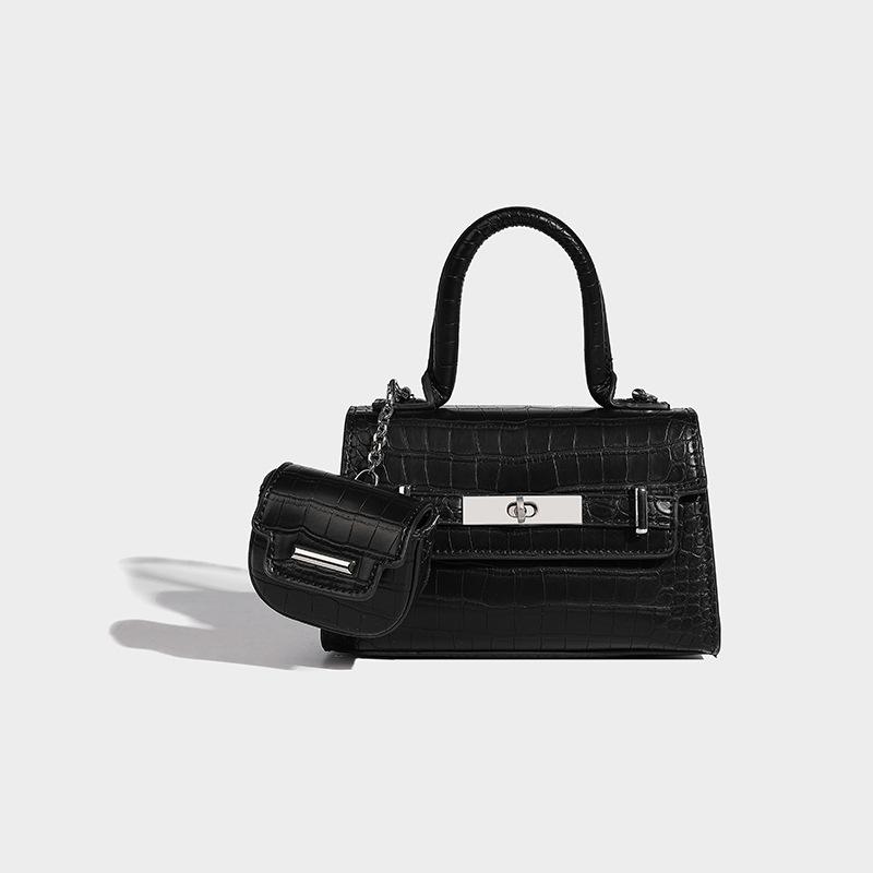 

Premium Macaron Portable Small 2024 New Crossbody Female Crocodile Pattern Fashion Shoulder Small Square Bag чёрный