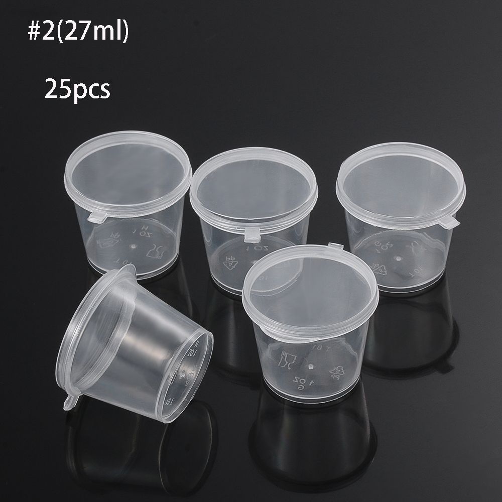 25Pcs Reusable Hinged Lids Takeaway Pigment Paint Box Food Containers Sauce Cup Palette