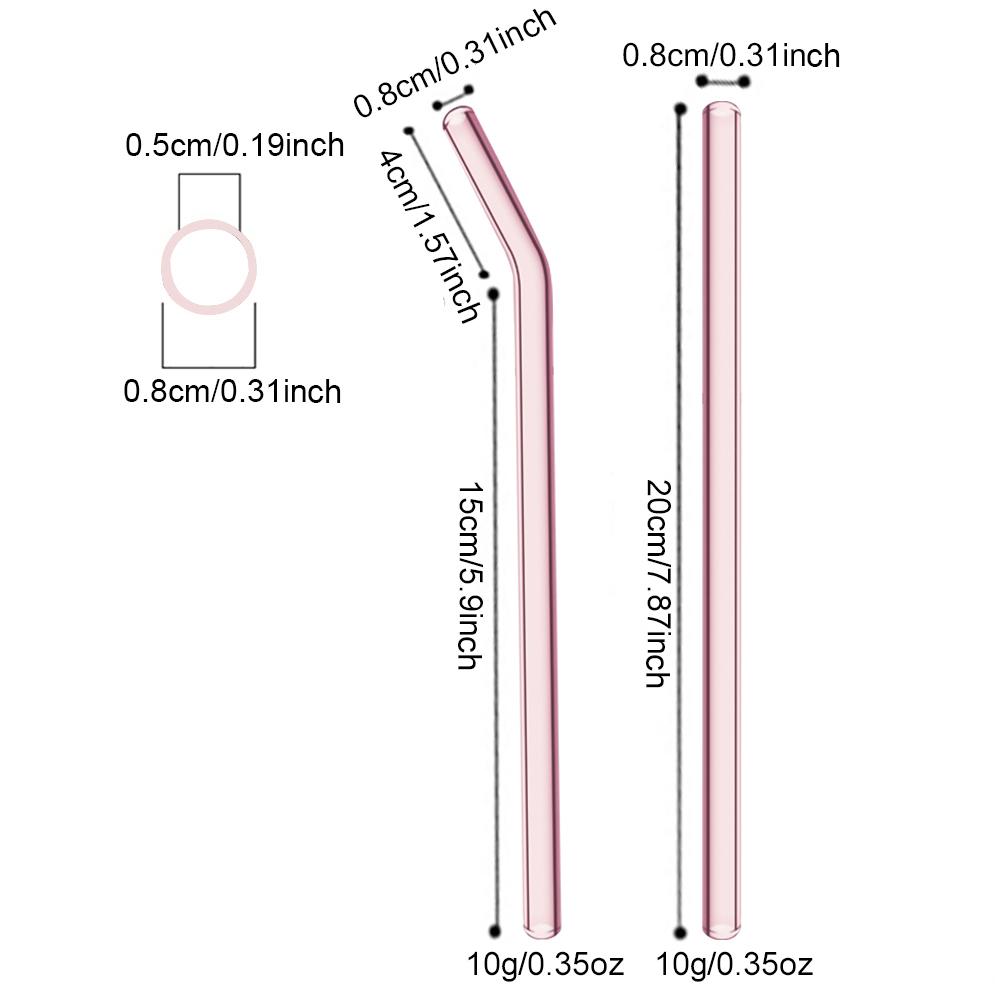 11Pcs Coloful Glass Straws - Reusable Drinking Straws with Cleaning Brush, 200x8 Mm for Beverages, Shakes, Milk Tea, Juices