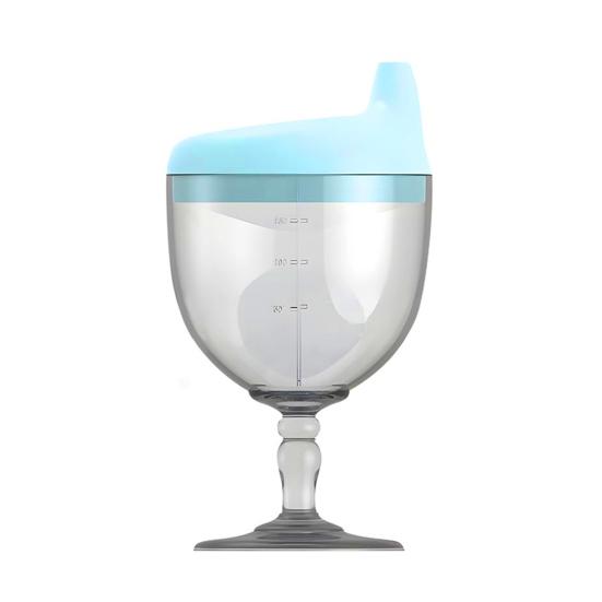 150 ml Baby Vinglass Lettgrep Håndtak Silikondeksel Vinglass Drikkekrus Sølesikker Lærekopp med Luftventilert Lokk Plastkopp