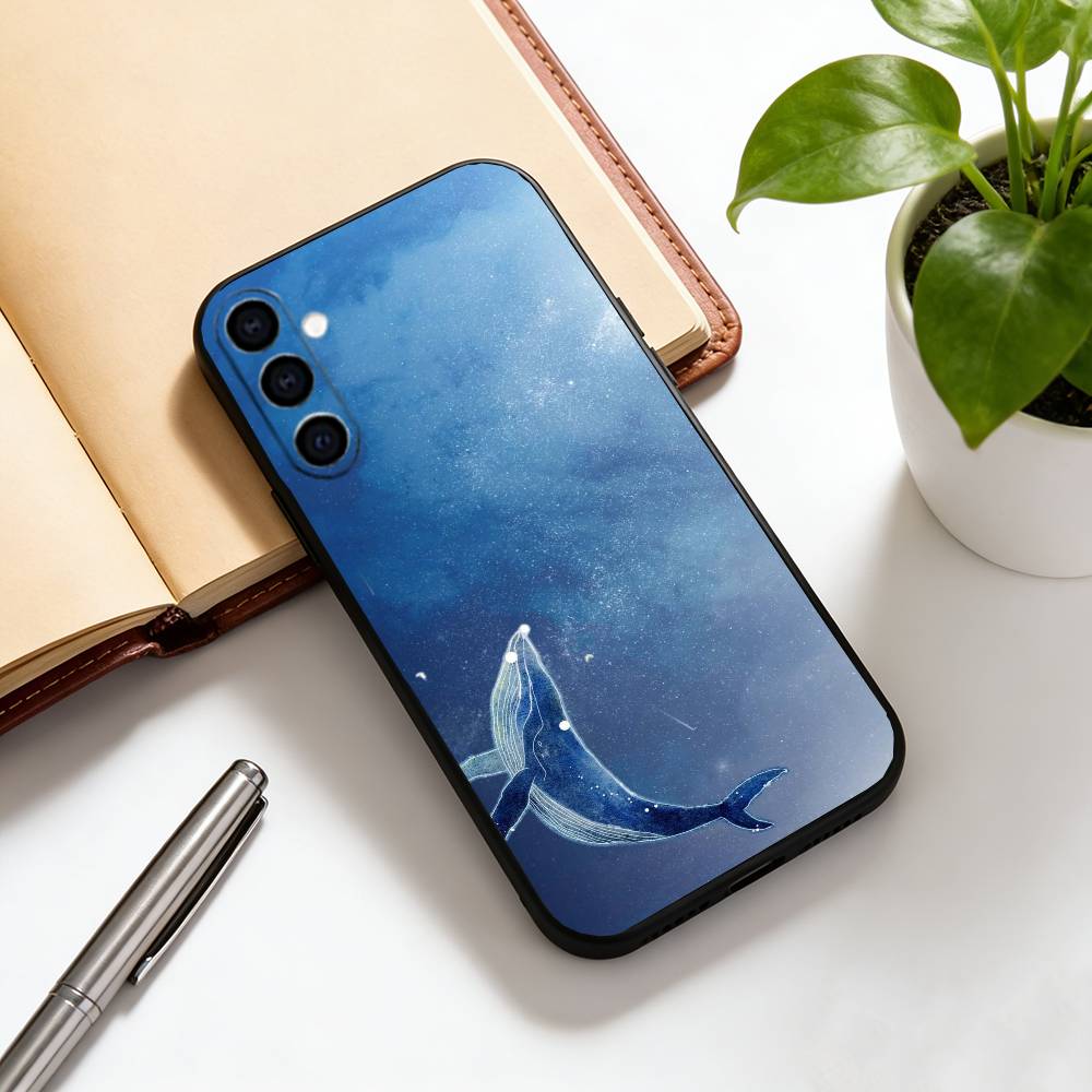 Deep Sea, Starry Sky, Blue Whale. Phone Case For Samsung Galaxy A73,A72,A71,A70,A53,A52,A51,Others Soft Black Cover