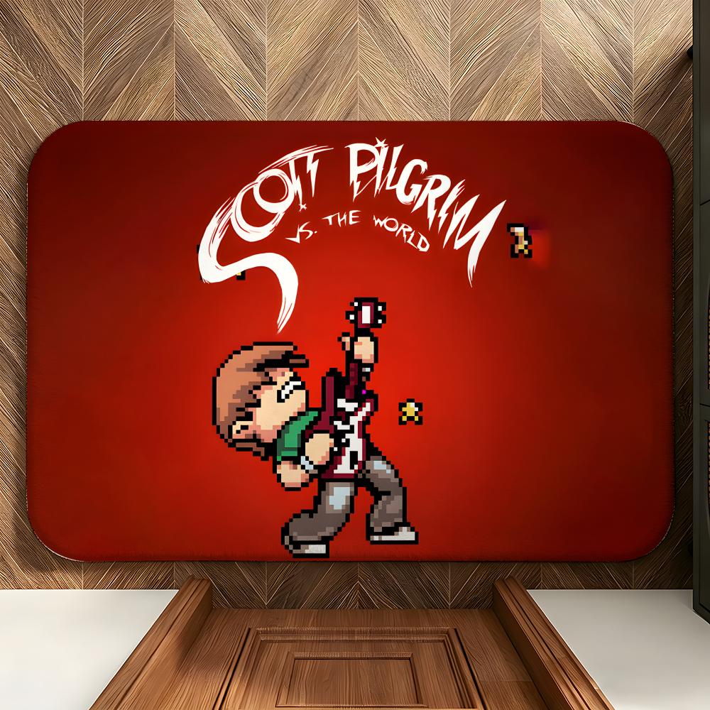 Character S-Scott P-Pilgrim Floor Mat Soft Flannel Floor Mat Suitable for Entryways, Living Rooms, Bedrooms, and Bathrooms