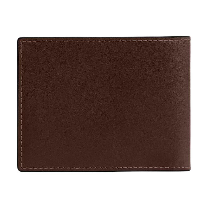 Coach Slim Billfold Ogo Flap Closure Natural Grain Leather Wallet Regular Men's Brown Brown Red
