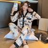 Ins Letter Print Fleece Pajamas Women Harajuku Y2k Fashion Elegant Homewear New Autumn/winter Chic Lounges