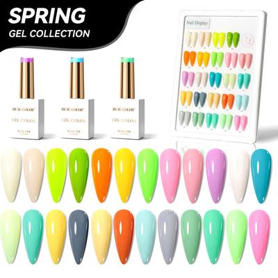 15ML Spring Theme 24colors Gel Nail Polish Set Long Lasting Soak Off Nail Art Gel Semi-Permanent UV/LED Gel Polish