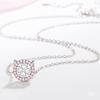 Ladies Fashion Jewelry High Quality White Pink Crystal Zircon Flower Leaf Pendant Four-leaf Clover Necklace Jewelry