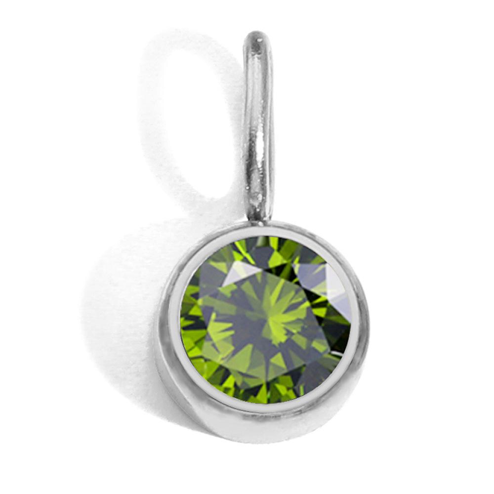 CARLIDANA Waterproof 12 Month Crystal Birthstone 14K Gold Plated Stainless Steel 8MM Birthstone Bezel Pendant DIY Charm