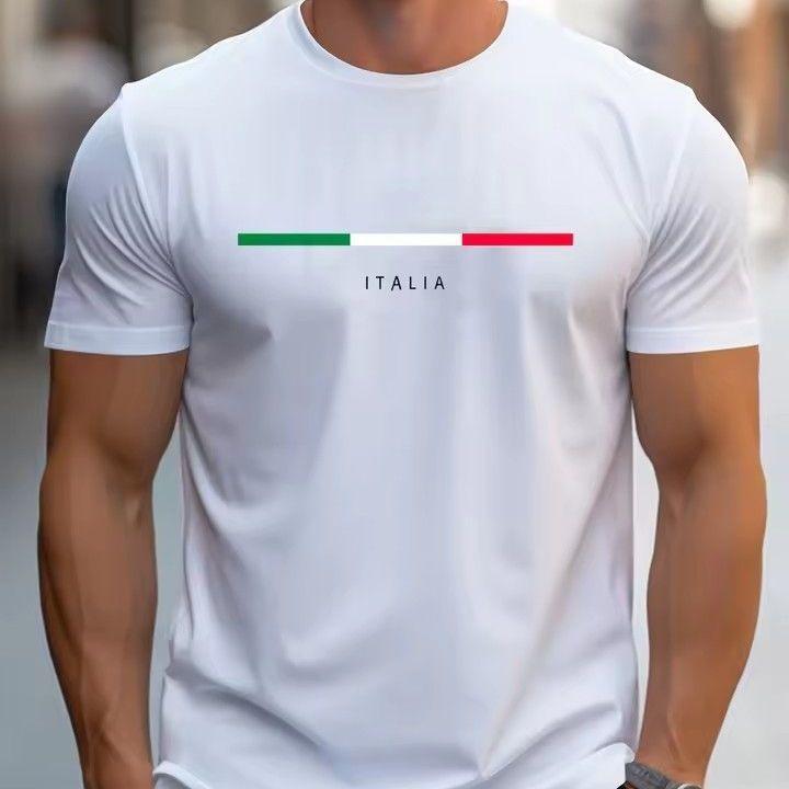 2026 Unisexs Summer Fashion Casual Loose Largesized Italian Patterned Printed Sports Roundneck Shortsleeved Tshirt Top