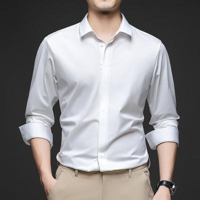 Camicia da Uomo di Alta Gamma a Fantasia Nascosta Manica Lunga in Seta di Ghiaccio