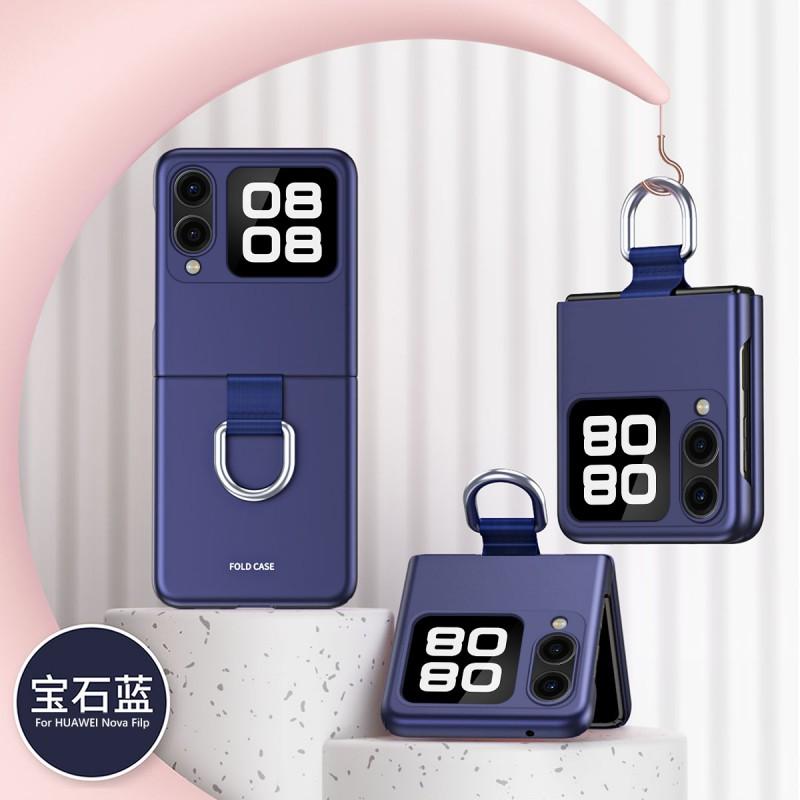 Full Coverage Foldable Phone Case Galaxy Z Flip With Shockproof Protection Ring Stand PU Leather