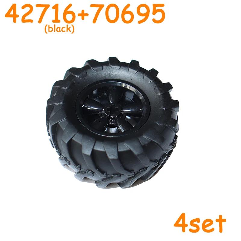 Non-Toxic 56145 42716 55978 15413 70695 Tire Wheel Cross Hole Set Car Truck Wheels Hub Technical Bricks Moc Motorcycle Building Blocks
